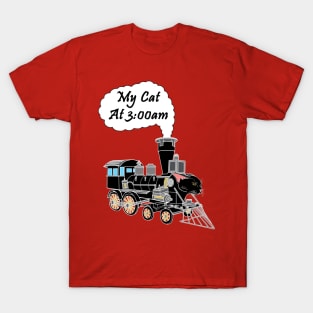 Speeding Train Hyper Black Cat at 3:00am T-Shirt